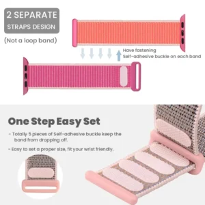 2 Packs Nylon Bands Compatible with Apple Watch 38mm 40mm 41mm 42mm 44mm 45mm 49mm for IWatch Series 9/8/7/6/5/4/3/2