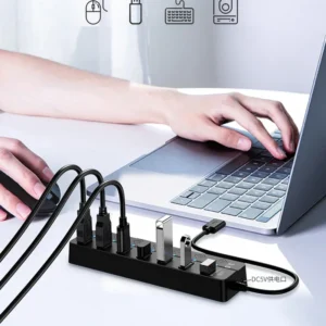 4/7-Port USB 3.0 Hub with LED Indicator Independent Switch Control for Laptop Flash Drive Hard Disk Printer Camera Keyboard