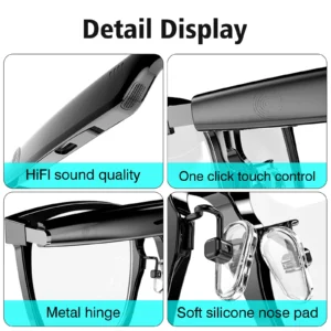 Wireless smart glasses with music playback and wireless calling functions, compatible with Android and iOS