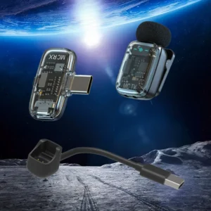 Wireless Lavalier Microphone Stereo 2.4G Outdoor Noise Cancelling Lapel Mic for Smartphone Streaming Live Interview Mini Mic