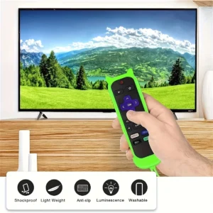 Glow in the dark cute cat's ears shaped silicone universal remote control cover with for TCL Hisense Roku TV remote control