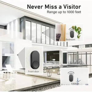 Plug-and-play wireless 1000-foot range doorbell, suitable for home, children's room, office, 120dB, with 32 ringtones, wireless