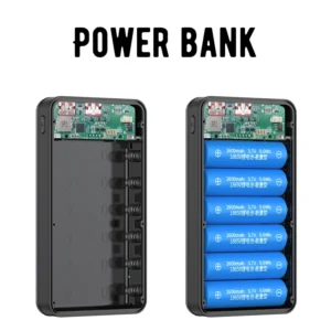6*18650 Power Bank Battery Box Holder Dual USB Type C Charge Shell With Camping Lights for iPhone Huawei 18650 Battery Cases