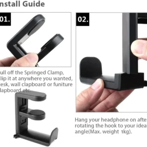 No Punch Table Clip Hook Headphone Holder 360 Degree Rotating Headphone Holder Miscellaneous Storage Hanging