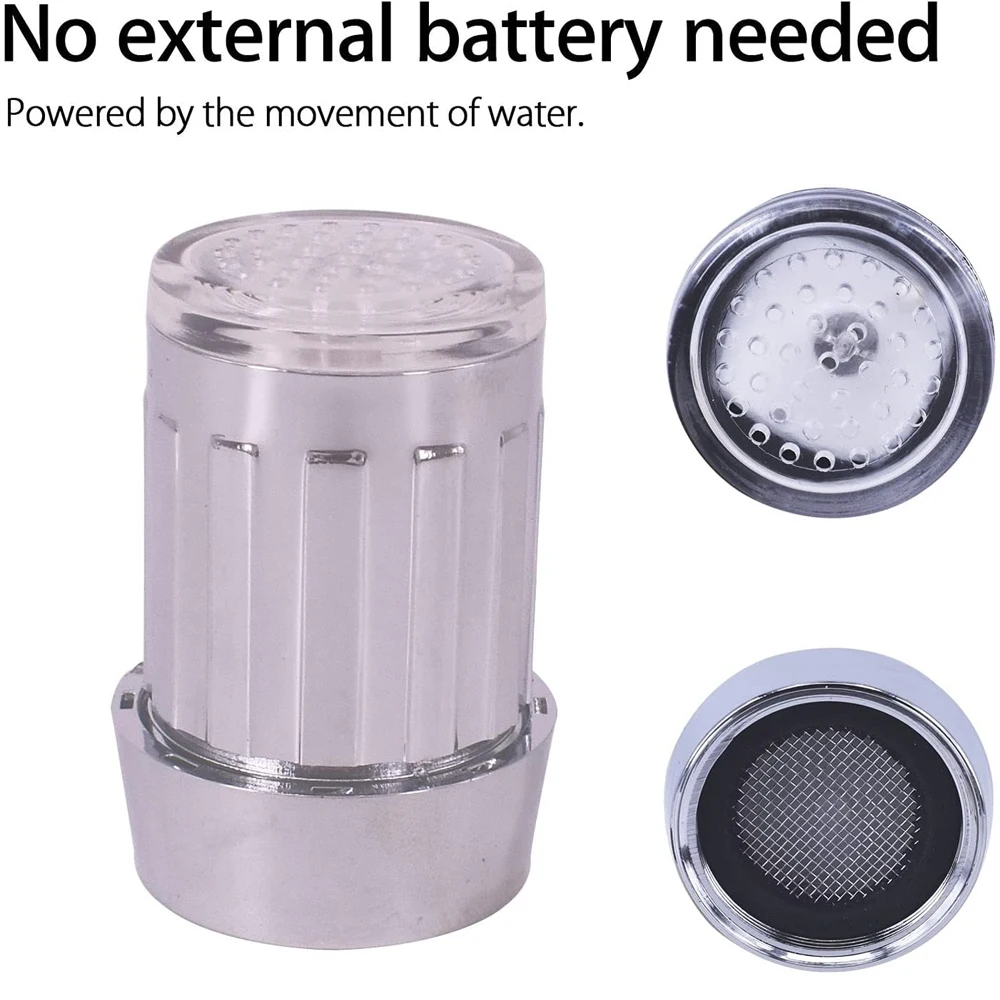 1-4PCS 7-Color Change Automatically LED Faucet Head Glow Water Saving Stream Light Faucet Aerator Tap Nozzle for Kitchen Bath - Image 2