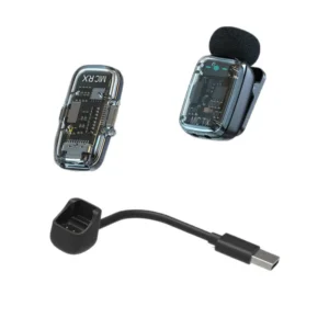 Wireless Lavalier Microphone Stereo 2.4G Outdoor Noise Cancelling Lapel Mic for Smartphone Streaming Live Interview Mini Mic