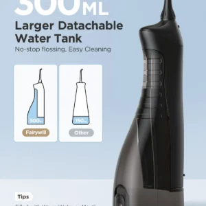 Fairywill Water Flossers Oral Irrigator Rechargeable Portable Dental 3 Modes Water Tank for Teeth 300ML Waterproof Teeth Cleaner