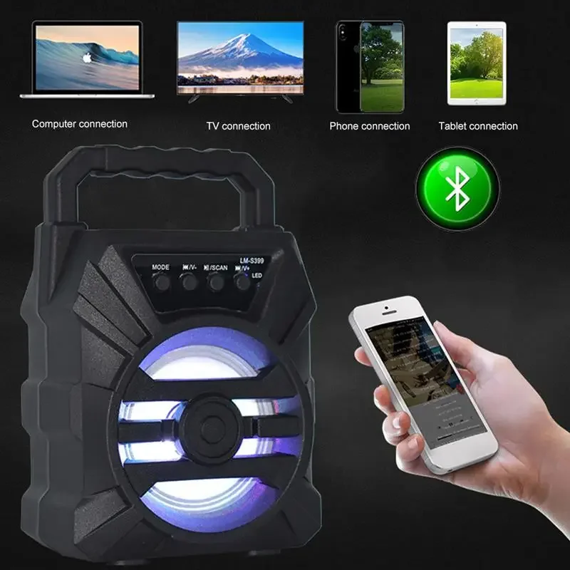 500mAh Bluetooth speaker Sound box high power bluetooth speakers TF Udisk karaoke handheld sound subwoofers for dancing - Image 3