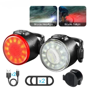 Bike Front Rear Light Set 6 Lighting Modes Bike Bright Headlight USB Charging Warning Taillights Set for Night Riding Safety